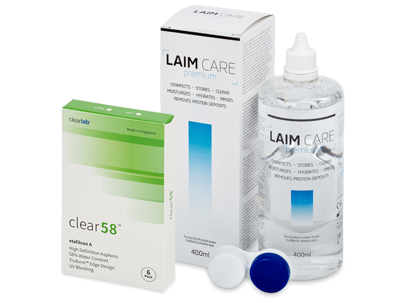 Clear 58 (6 linser) + Laim Care Linsevæske 400 ml