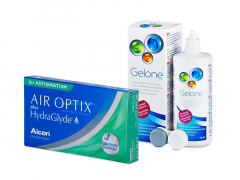 Air Optix plus HydraGlyde for Astigmatism (3 linser) + Gelone Linsevæske 360 ml