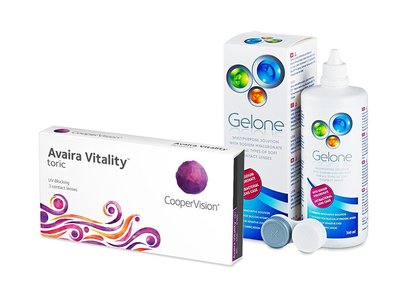 Avaira Vitality Toric (3 linser) + Gelone Linsevæske 360 ml