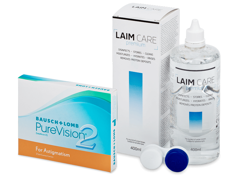 PureVision 2 for Astigmatism (3 linser) + Laim-Care Linsevæske 400 ml