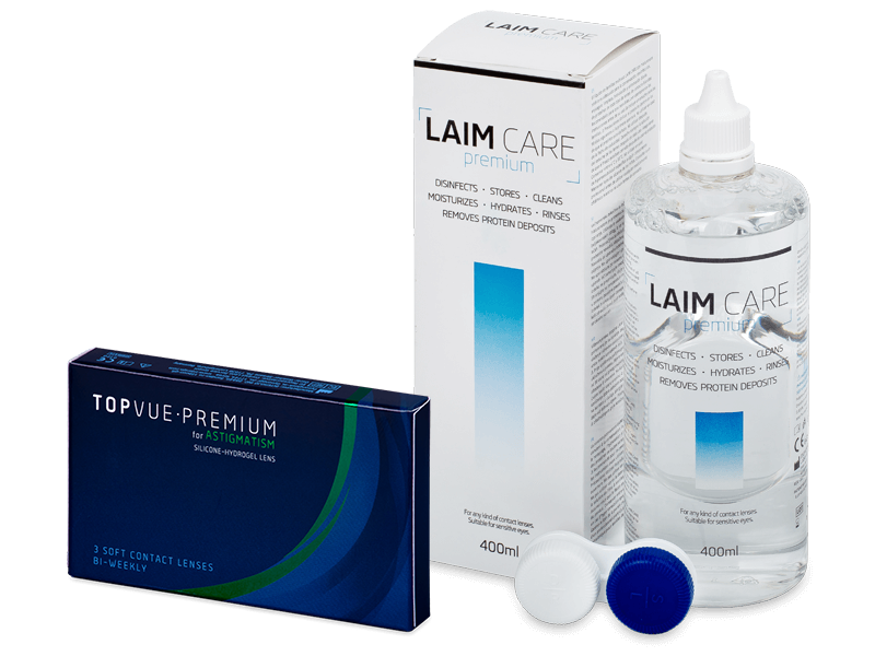 TopVue Premium for Astigmatism (3 linser) + Laim-Care Linsevæske 400 ml