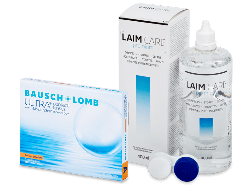 Bausch + Lomb ULTRA for Astigmatism (3 linser) + Laim-Care Linsevæske 400 ml