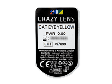 CRAZY LENS - Cat Eye Yellow - endagslinser uden styrke (2 linser)
