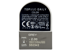 TopVue Daily Color - Grey - endagslinser med styrke (2 linser)